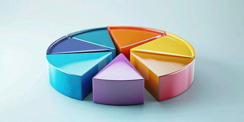 Obraz premium A colorful pie chart depicting customer demographics for a new product launch, with each slice of the pie representing a different segment.