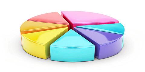 Obraz premium A colorful pie chart depicting customer demographics for a new product launch, with each slice of the pie representing a different segment.