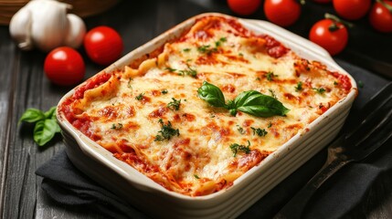 Delectable Homemade Lasagna with Fresh Basil and Tomatoes