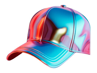Fototapeta premium PNG Vibrant 3D metallic baseball cap, transparent background