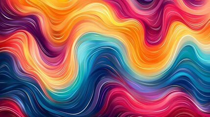 Obraz premium Abstract groovy hippie 70s background. Waves colorful vintage swirl, twirl ,psychedelic, striped pattern illustration design for wallpaper, web, banner and print