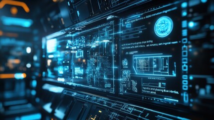 Obraz premium Futuristic Technology Interface with Holographic Displays