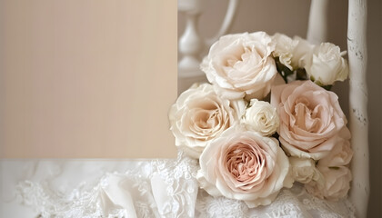 Obraz premium A solid color, like beige or soft pink, that provides a clean and unintrusive backdrop