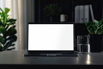 Modern workspace laptop png mockup, transparent design