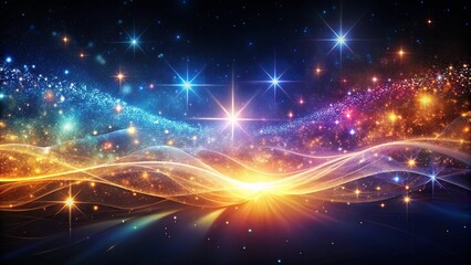 Obraz premium Dark background with vibrant light wave and celestial stars, perfect for mystical or spiritual design projects