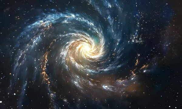 A dynamic spiral galaxy, emphasizing the motion and rotation in the cosmos