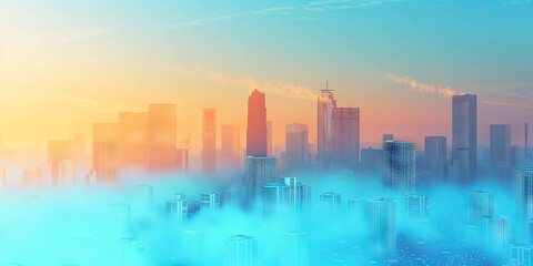 Fototapeta premium Abstract Landscape: Air Pollution Levels Across European Cities