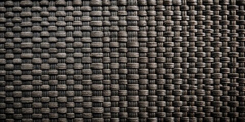 Close up of dark black natural weave cloth texture background