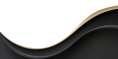 Fototapeta premium PNG abstract black gold waves border, transparent background
