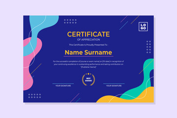 Certificate of Appreciation or Participation template. Abstract Trendy geometric design background