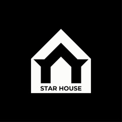 Real estate vector logo with text, house logo for branding.