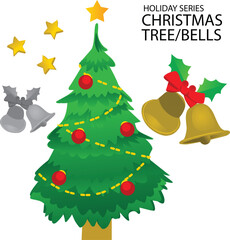 christmas tree with decorations and bells