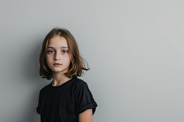 Fototapeta premium Confident Warmth: Girl Against White Wall