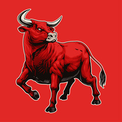 Hand Drawn Illustration of Angry Bull