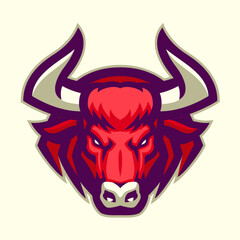 Mad Bull Head sport Mascot Logo Illustration