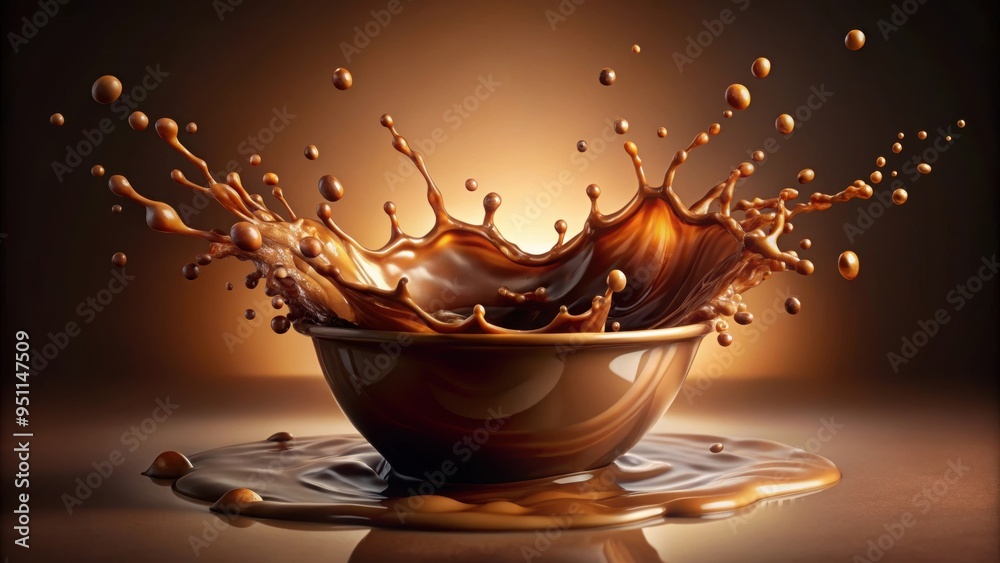 Sticker Brown liquid burst with a creative coffee head splash for a relaxing mind , coffee, splash, brown, liquid, burst, creative