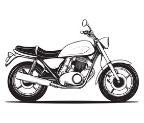 Obraz premium Black and white coloring book motorcycle isolated on white background