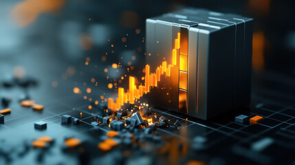 burning economic graph, representing financial meltdown, market crash, economic crisis