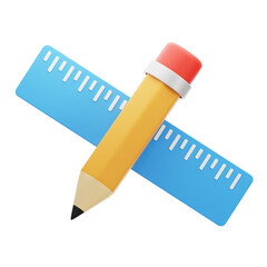 3d pencil and ruler icon