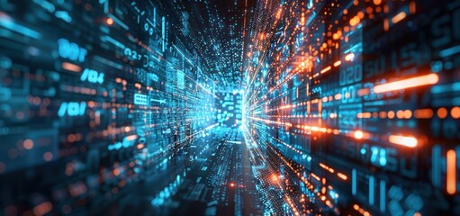 Fototapeta premium Digital Tunnel of Data Flow