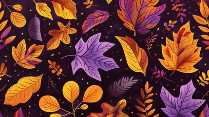 Autumn seamless vector pattern with colorful leaves, perfect for floral design or fall wallpaper