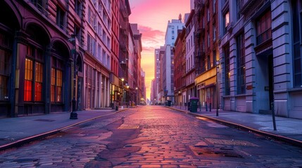Sunrise Over City Street