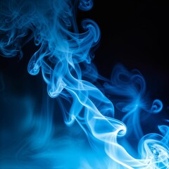 blue smoke on black background, light blue abstract background 
