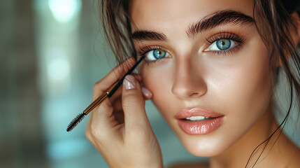 Obraz premium アイメイクする女性