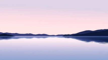 Serene Mountain Lake at Sunset with Reflections in Water.