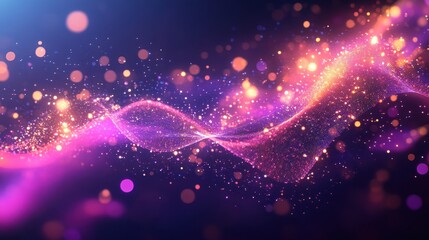 Fototapeta premium Abstract Purple and Gold Glitter Background with Bokeh Lights.