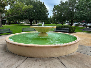 small town park fountain