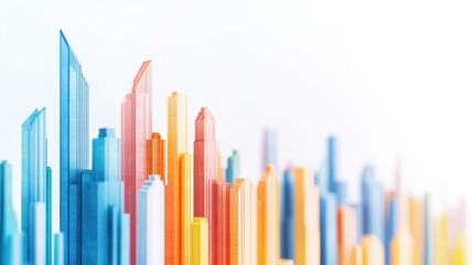 Obraz premium City planning, futuristic skyscraper models, watercolor style