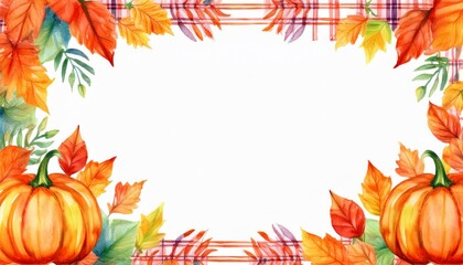 Fototapeta premium Autumn frame illustration with leaves and pumpkins