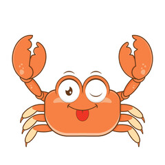 crab playful face cartoon cute