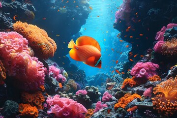 Enchanting Underwater Coral Reef Teeming with Exotic Marine Life and Vibrant Colors