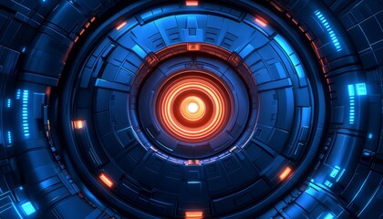 Abstract Glowing Blue and Orange Circular Structure