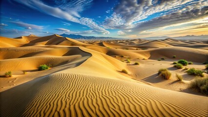 Naklejka premium Sand dunes in the Kyzylkum desert Kazakhstan, desert, sand, dunes, Kyzylkum, Kazakhstan, arid, landscape, nature, remote, scenic