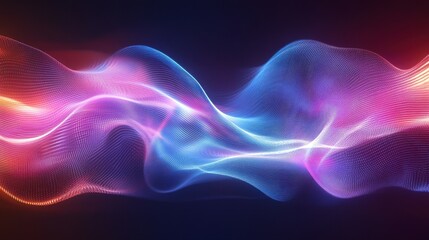 Obraz premium Abstract Colorful Neon Wave Background, Futuristic Digital Art, Glowing Lines, Dynamic Motion, Vibrant Color, Technology, Abstract Design.