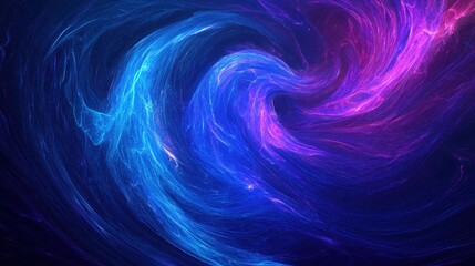 Abstract Swirling Blue and Pink Neon Lines Background.