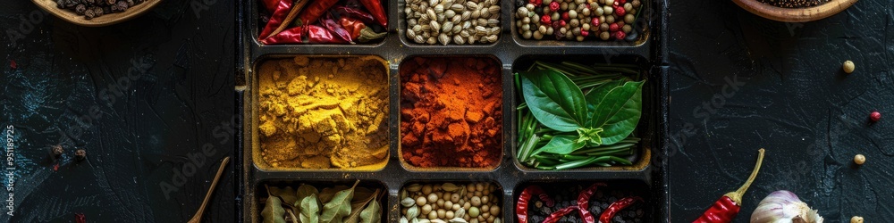 Canvas Prints box of essential spices typically used in indian cuisine