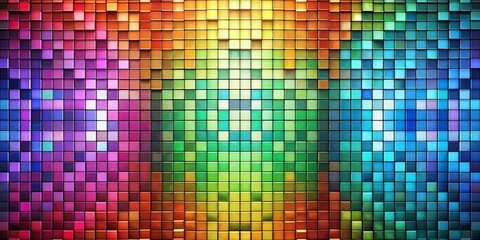 Mesmerizing abstract background with vibrant rainbow colored mosaic tiles in a futuristic geometric pattern
