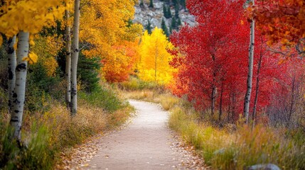 Enchanting Autumn Trail Through a Vibrant Forest Landscape