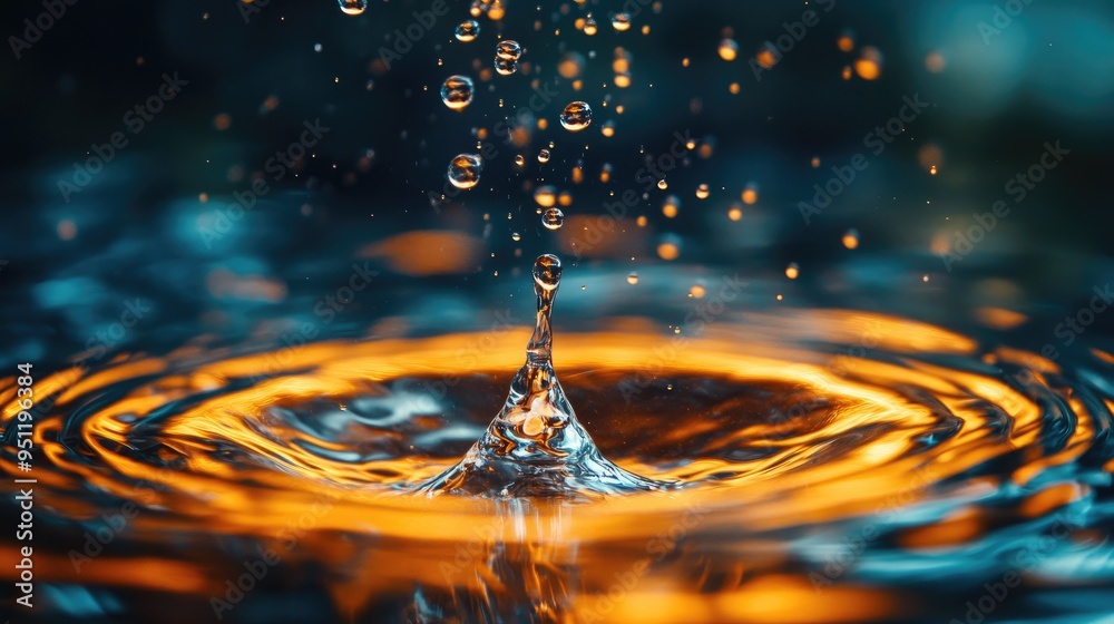 Poster a high speed capture of water droplets in mid air, creating a dynamic and visually engaging backgrou