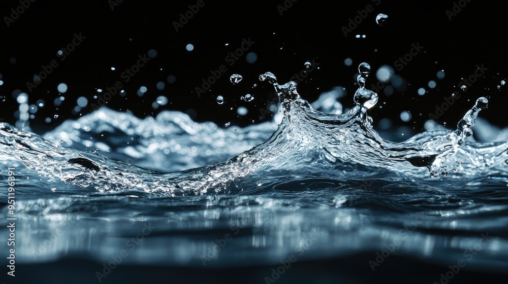 Poster a high speed capture of water droplets in mid air, creating a dynamic and visually engaging backgrou
