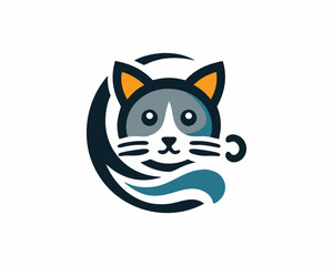 Cat logo design icon symbol vector illustration