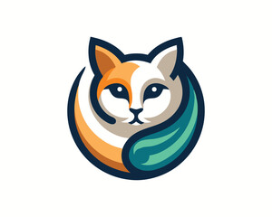 Colourful cat logo vector