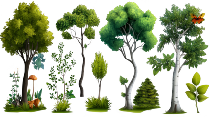 Cartoon Tree Elements Set for Game Design  Animation  or Illustration