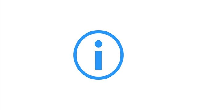 A Light Blue Information Symbol gently bouncing up and down. The concept of indicate helpful information or assistance. 4K motion graphics.