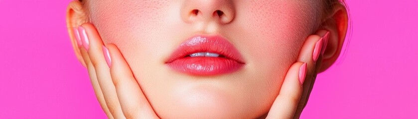 Fototapeta premium Teenage girl with acne around her mouth, looking away with a thoughtful expression