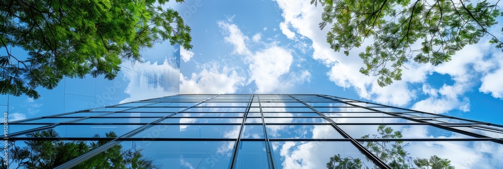 Poster Modern Office Structure Reaching Towards the Clear Sky